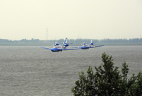 Test flight of Russian amphibian BE-103 in Shenyang, NE China