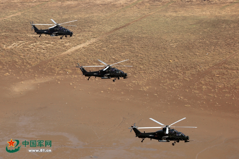 PLA Air Force conducts helicopter flight training