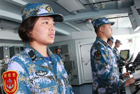 Female soldiers on Frigate Jingzhou