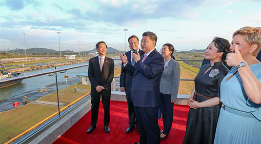 Chinese president visits new Panama Canal locks