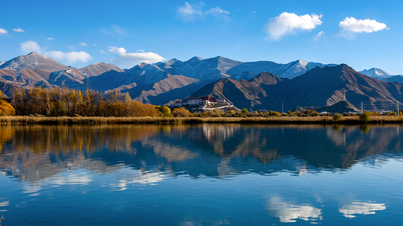 Scenery of Lhalu wetland in Lhasa, Tibet