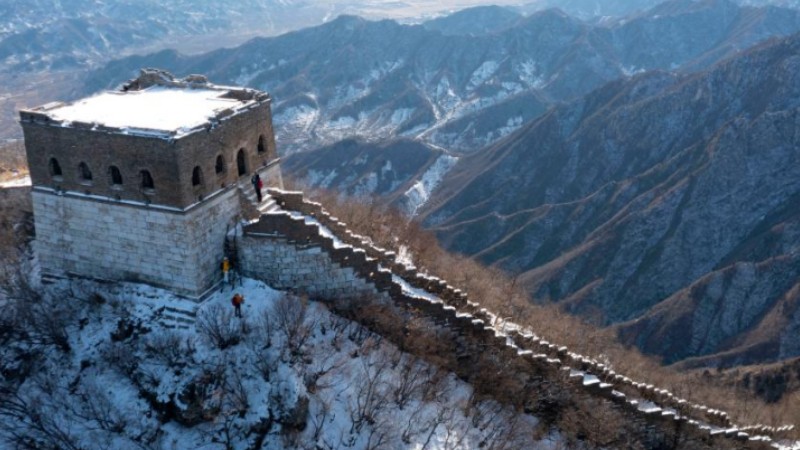 Snow scenery of Jiankou section of Great Wall in Beijing