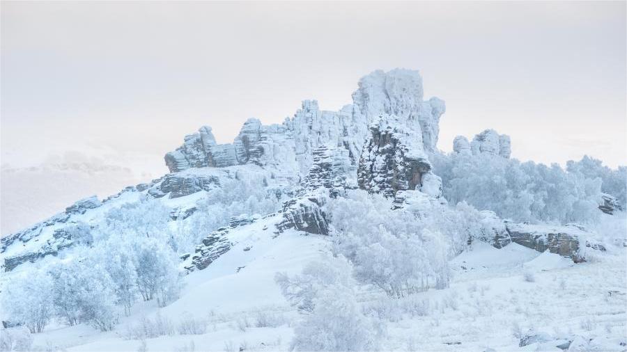 Spectacular rime scenery in Asihatu Stone Forest