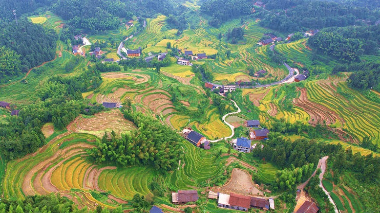 Beautiful scenery of terraces in Xinhua, C China's Hunan