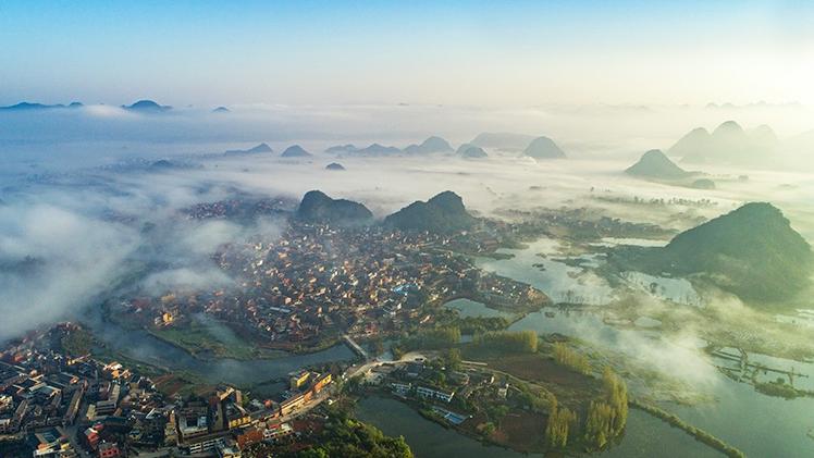 Picturesque sceneries of karst wetlands in SW China's Yunnan