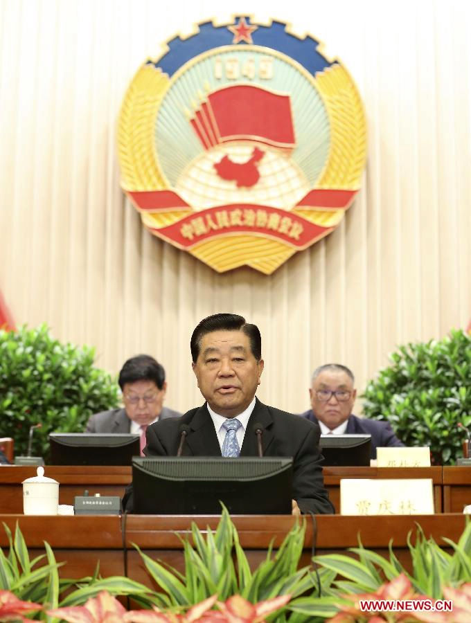 Jia Qinglin, chairman of the Chinese People's Political Consultative Conference (CPPCC) National Committee, attends the closing meeting of the 19th session of the Standing Committee of the 11th CPPCC National Committee in Beijing, capital of China, Nov. 22, 2012. (Xinhua/Ding Lin)