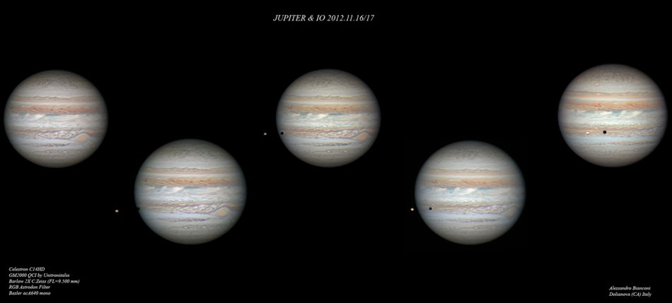 Jupiter and Io. On December 3 (UT), Jupiter, the solar system's largest planet, will be at opposition, opposite the Sun in planet Earth's sky, shining brightly and rising as the Sun sets. (Photo/ NASA)