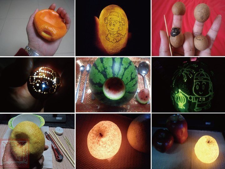 "Fruit" lanterns: Lanterns are made of various fruits. （Photo/CNBN） 