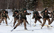 Winter training on snow-capped mountains 