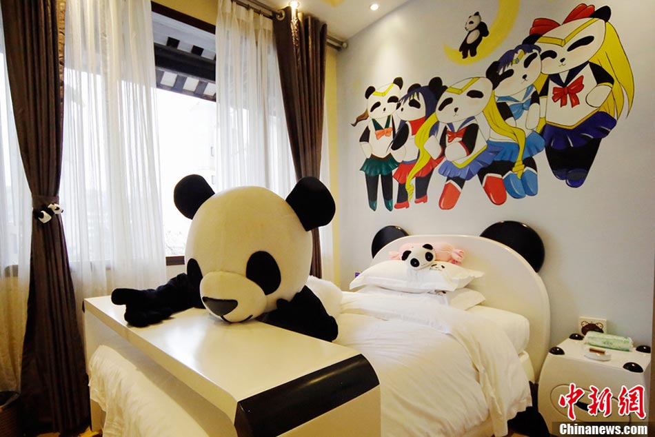 A new panda-themed hotel has opened at the foot of Emei Mountain, Southwest China's Sichuan province, Feb 25, 2013. The hotel is reportedly the first panda-themed hotel in the world. (Photo/CNS)