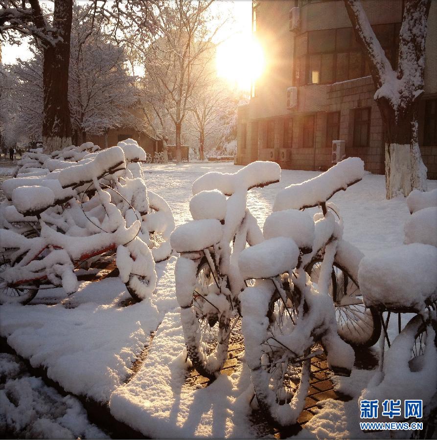 Buildings and streets are covered by thick snow, Beijing, March 20, 2013. A cold front brought rain and heavy snow to most parts of Beijing on Tuesday and temperature dropped dramatically below freezing at night, a sharp contrast to Monday which experienced a warm and comfortable early spring day. (Photo/Xinhua)