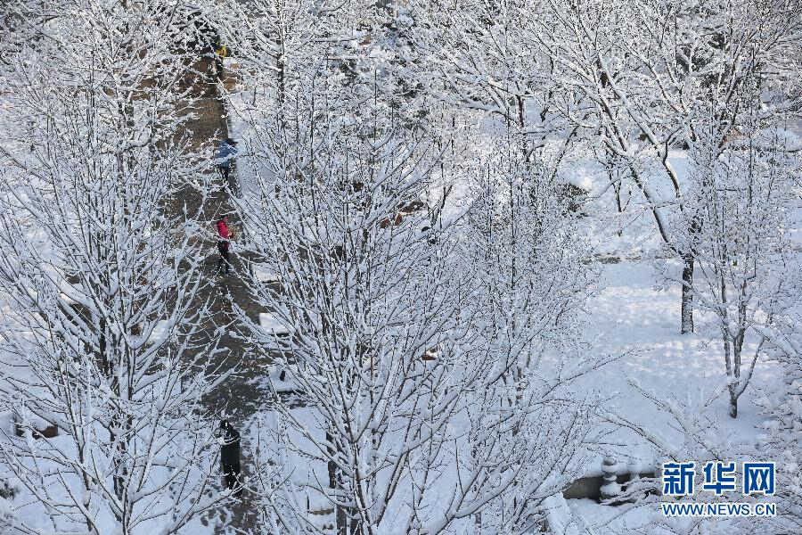 Buildings and streets are covered by thick snow, Beijing, March 20, 2013. A cold front brought rain and heavy snow to most parts of Beijing on Tuesday and temperature dropped dramatically below freezing at night, a sharp contrast to Monday which experienced a warm and comfortable early spring day. (Photo/Xinhua)