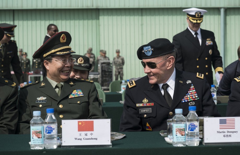 Gen. Martin Dempsey, the visiting chairman of the U.S. Joint Chiefs of Staff, visited the 4th Helicopter Regiment of the army aviation force of the Chinese People's Liberation Army (PLA), watched static display of the Mi-171 and the WZ-9 helicopters and viewed the flight performance of the WZ-10 and the WZ-9 helicopters on the morning of April 24, 2013. Afterwards, Gen. Dempsey successively visited the Army Aviation Force Academy of the PLA and the National Defense University (NDU) of the PLA and held discussions and exchanged views with the teaching and research staff and cadets representatives. (Xinhua)