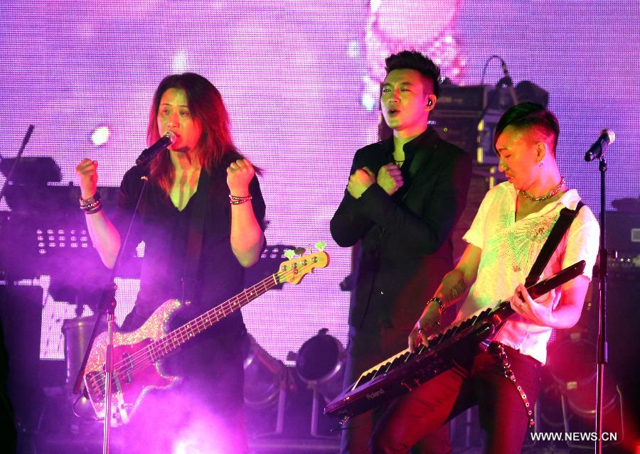 Members of the Shin Band perform during the May 4 Youth Day Music Festival in Hong Kong, south China, May 4, 2013. (Xinhua/Li Peng) 