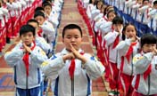 Students practice martial arts at school