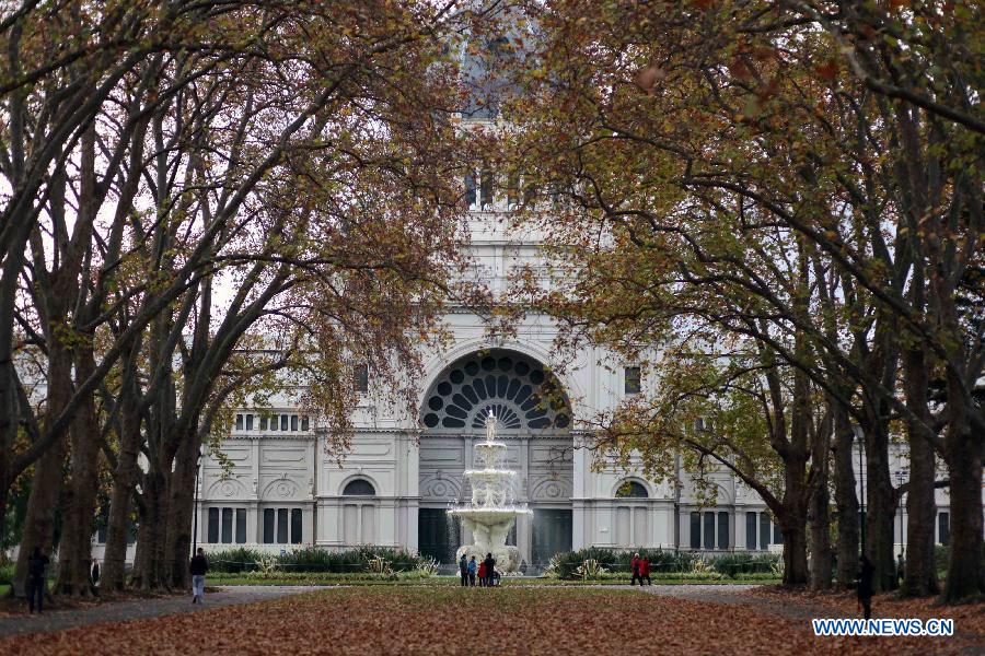 Photo taken on June 12, 2013 shows the Royal Exhibition Building and its surrounding Carlton Gardens in Melbourne, Australia. The Royal Exhibition Building and its surrounding Carlton Gardens were designed for the great international exhibitions of 1880 and 1888 in Melbourne. The Building is constructed of brick and timber, steel and slate. It combines elements from the Byzantine, Romanesque, Lombardic and Italian Renaissance styles. The Royal Exhibition Building and Carlton Gardens were listed by United Nations Educational, Scientific and Cultural Organization (UNESCO) as a world heritage in 2004. (Xinhua/Xu Yanyan) 