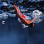 Amazing cliff diving in cold winter