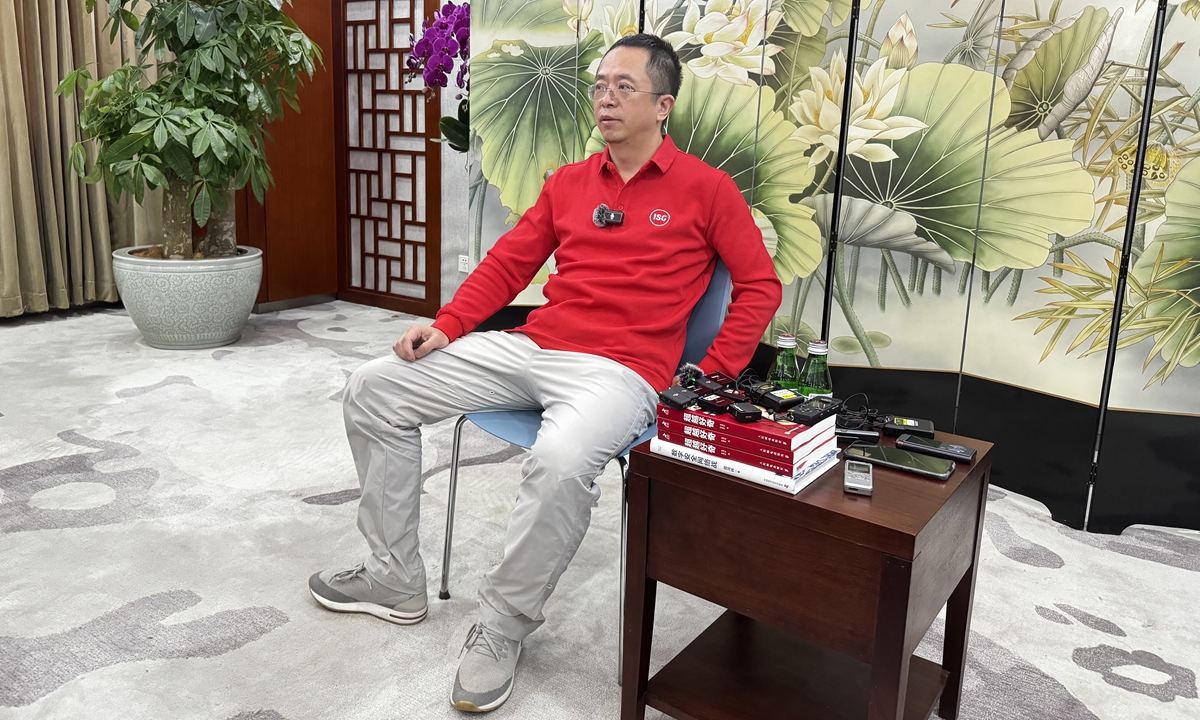 Zhou Hongyi, founder and chairman of 360 Security Technology and a national political advisor, talks to reporters on February 23, 2024. Photo: Liu Caiyu/GT 